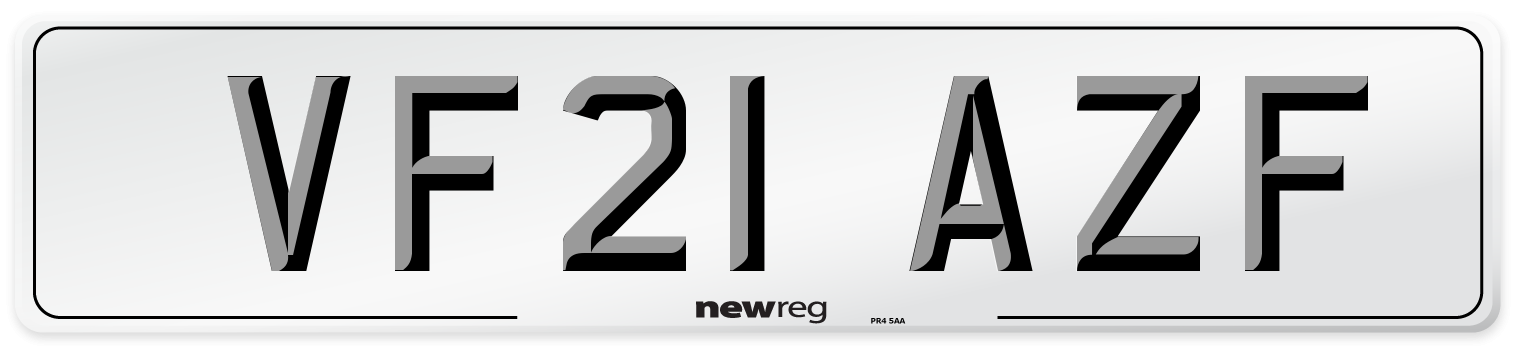VF21 AZF Number Plate from New Reg